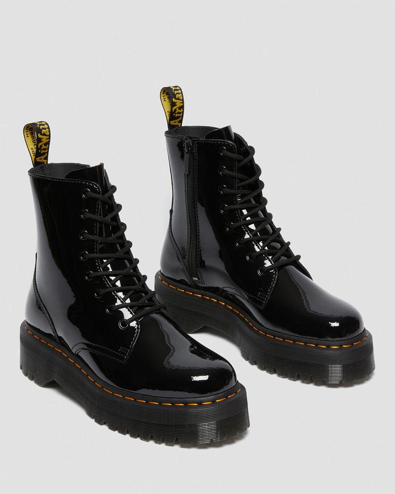 Dr Martens Jadon Lak Leren Platform Laarzen Heren Zwart | NL 255KOR